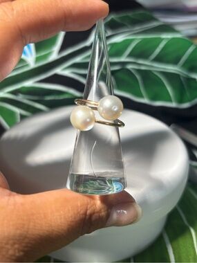Elegant Double South-sea Pearl Gold Filled Bypass Ring - South-sea Pearls